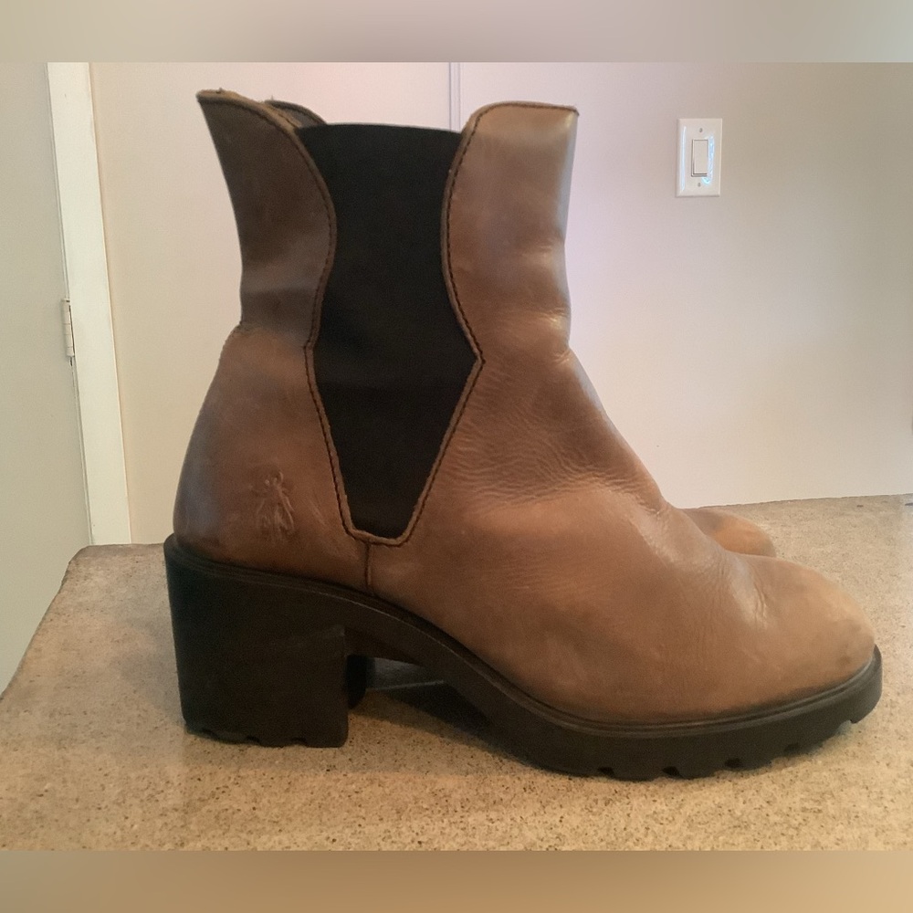 Fly London Brown and Black Heeled Boots